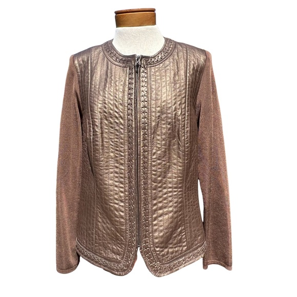 Nygard Women’s Bronze Leather & Knit Jacket Size Medium - Picture 14 of 14